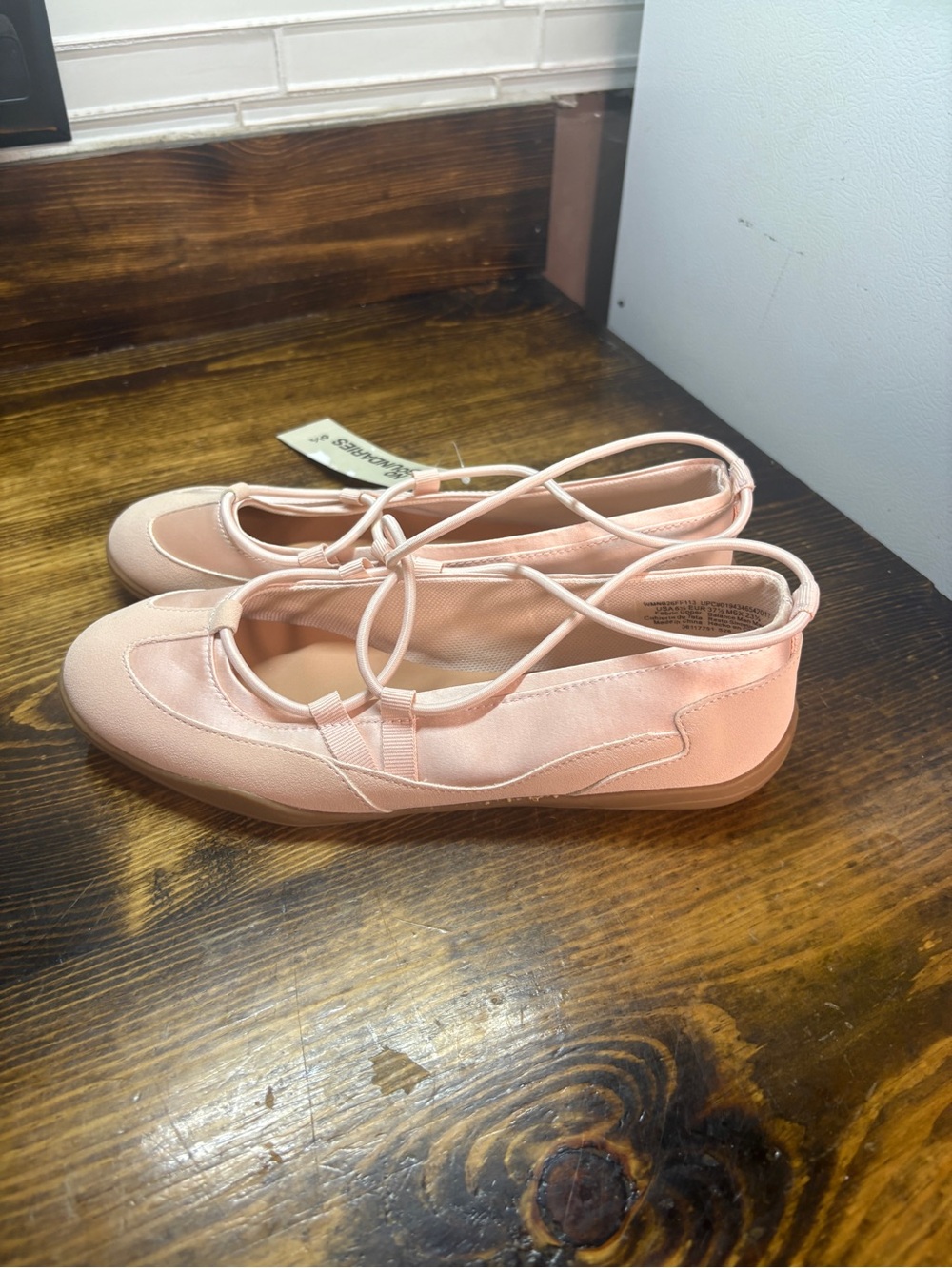 No boundaries pink lace up ballet sneakers size 6.5